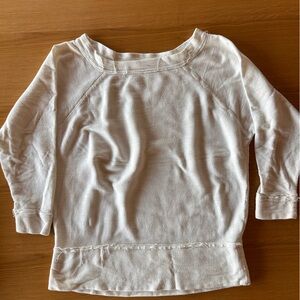 Caslon Womens White Long Sleeve Distressed SweatShirt Top